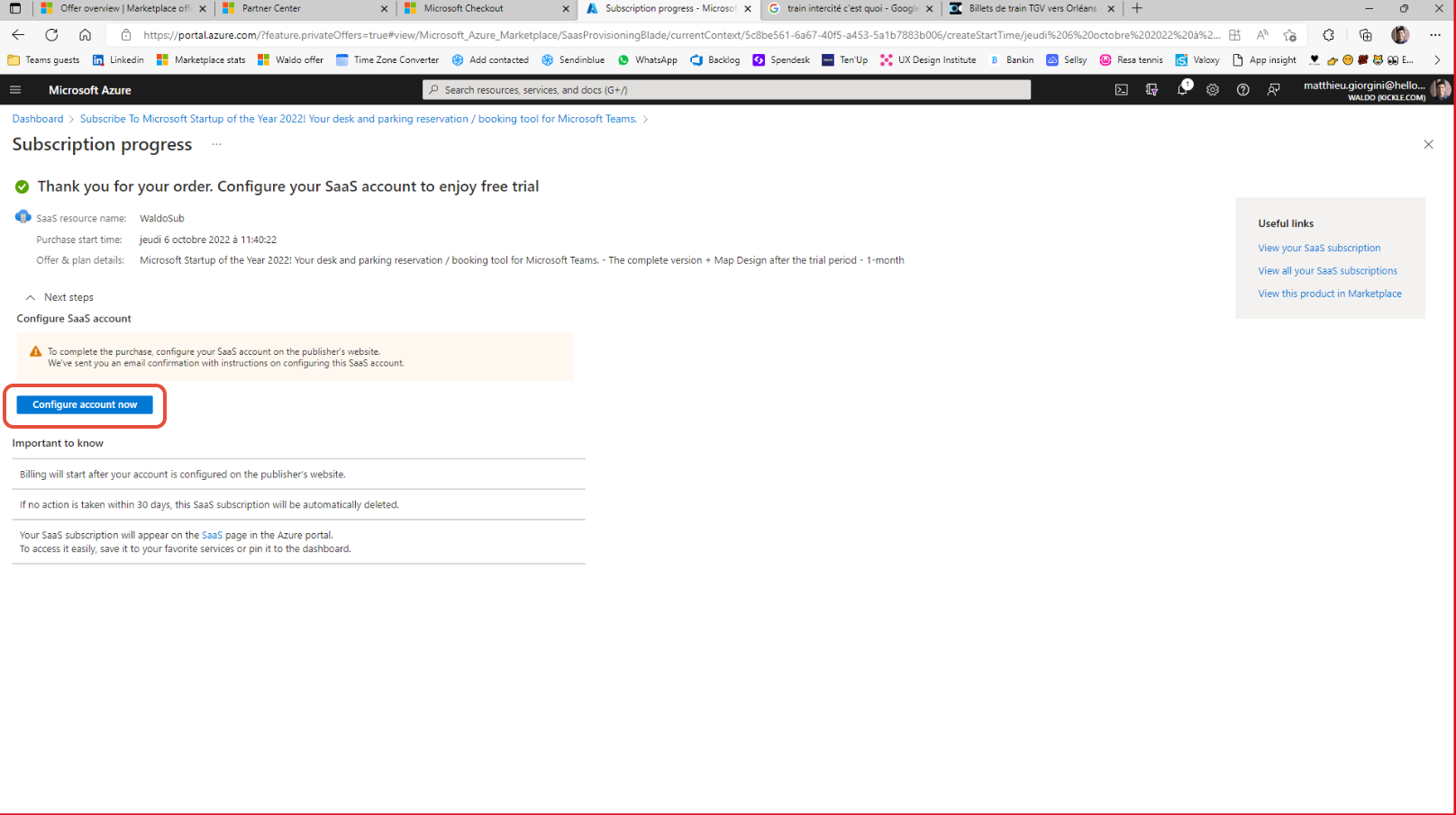 Configure account