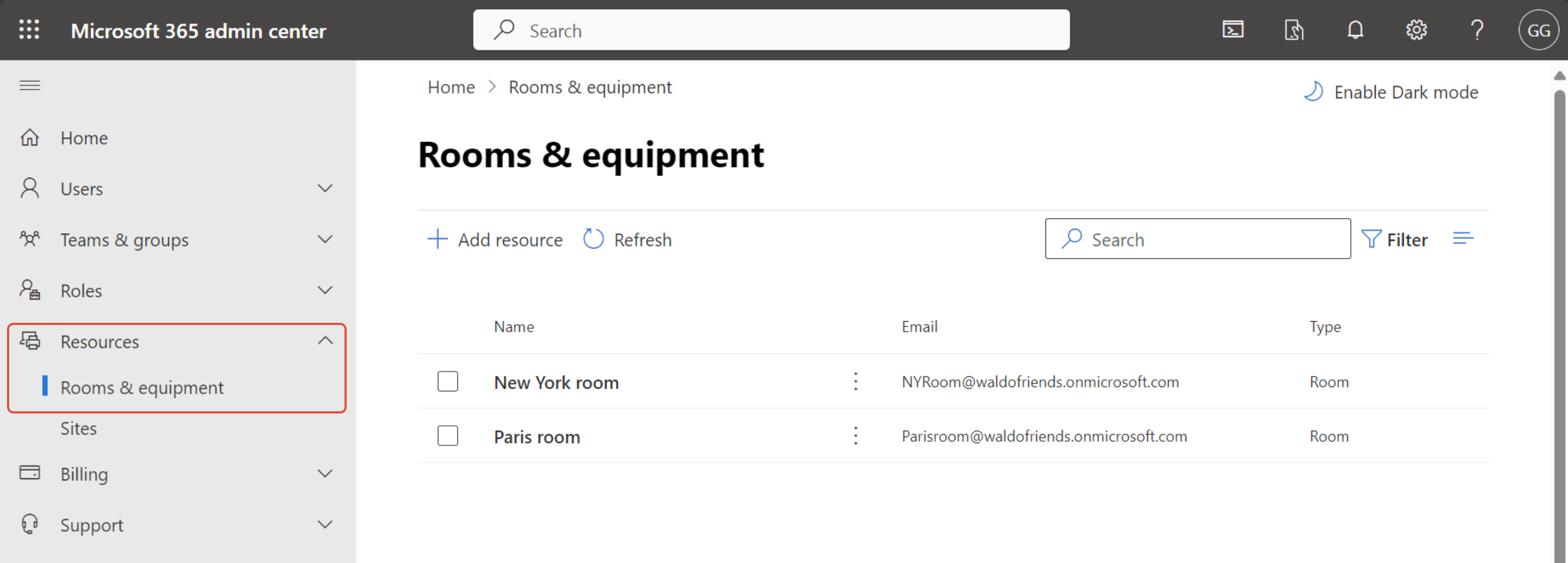 Microsoft 365 Admin - Room Mailboxes
