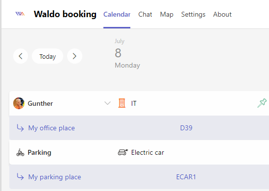 Calendar with reservations enabled